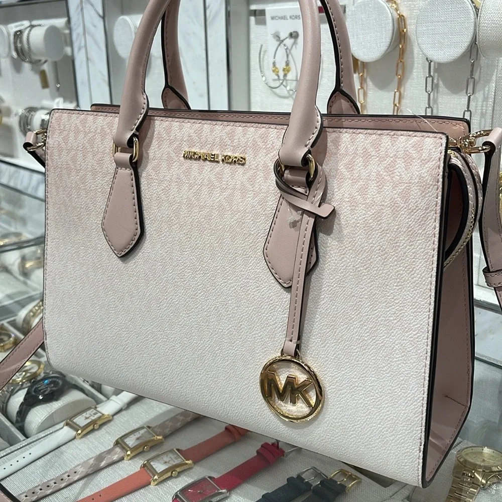 MICHAEL KORS Sheila Md Ombré Signature Logo Satchel Crossbody 
Powder Blush 
NWT - Picture 14 of 16